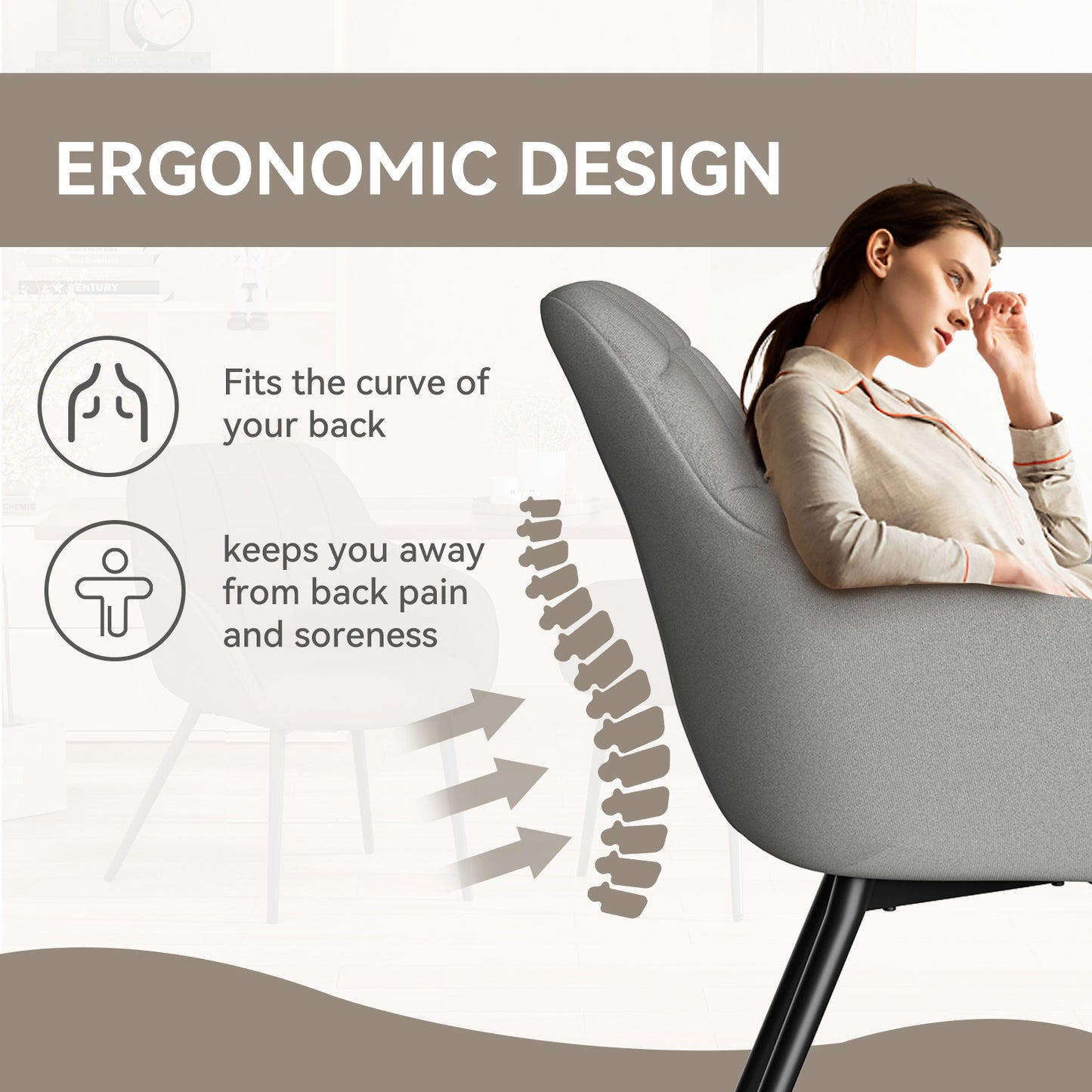 Modern curved backrest with armrests and padded seat