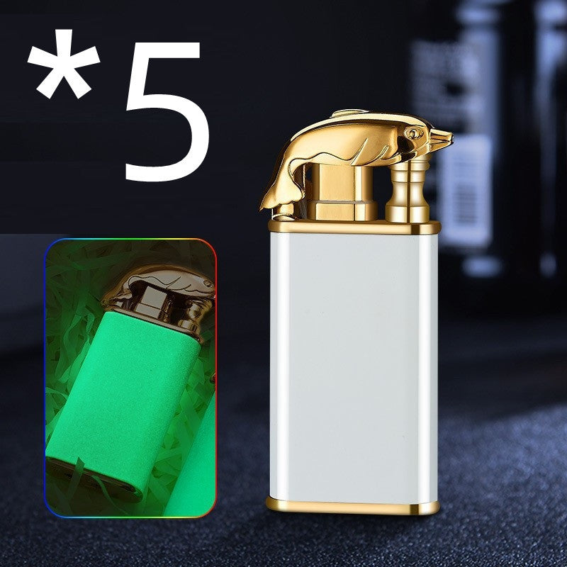 Creative Blue Flame Lighter Dolphin Dragon Tiger Double Fire Metal