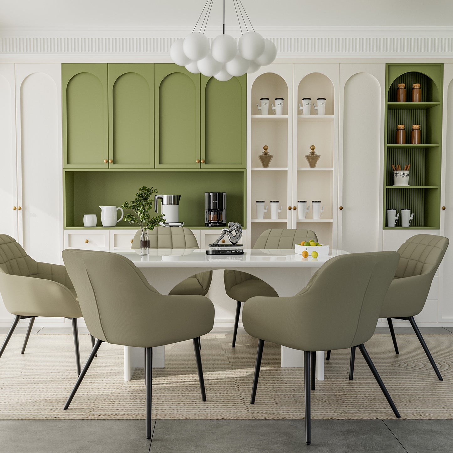 Modern curved backrest with armrests and padded seat