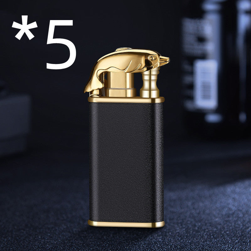 Creative Blue Flame Lighter Dolphin Dragon Tiger Double Fire Metal