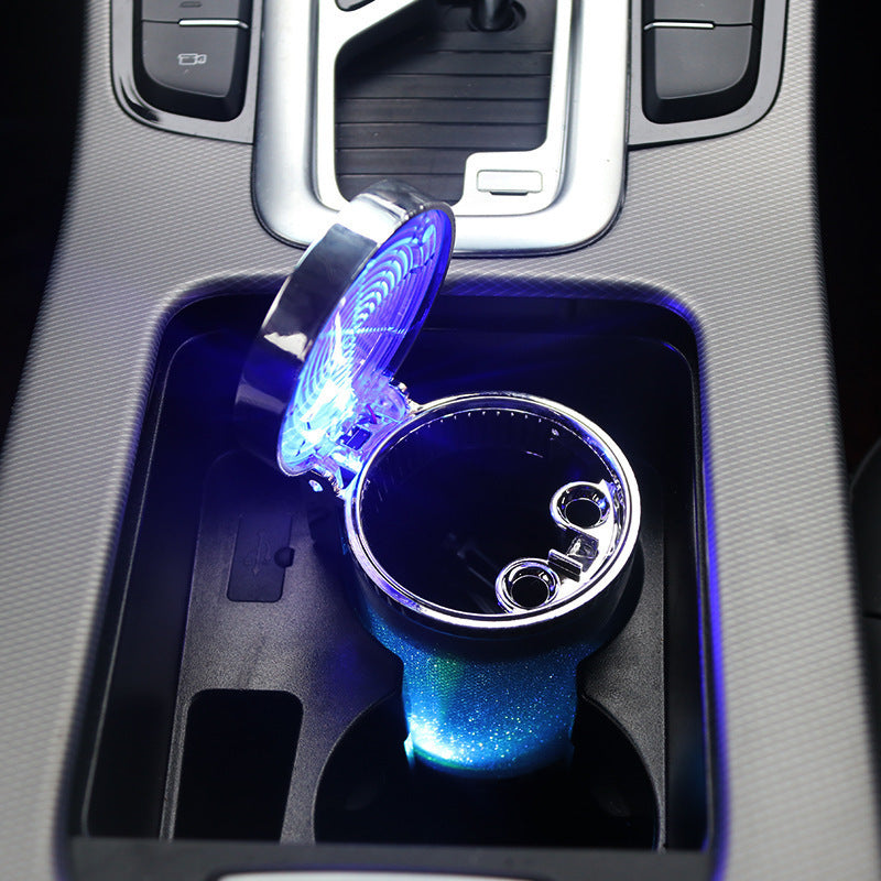 Car Ashtray With LED Light RGB Ambient Light Cigarette Cigar Ash Tray