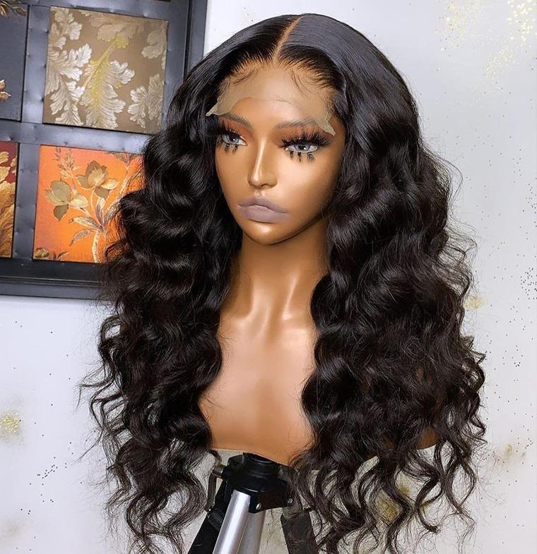 Full 4x4 Transparent Lace Front Loose Wave Human Hair Wig