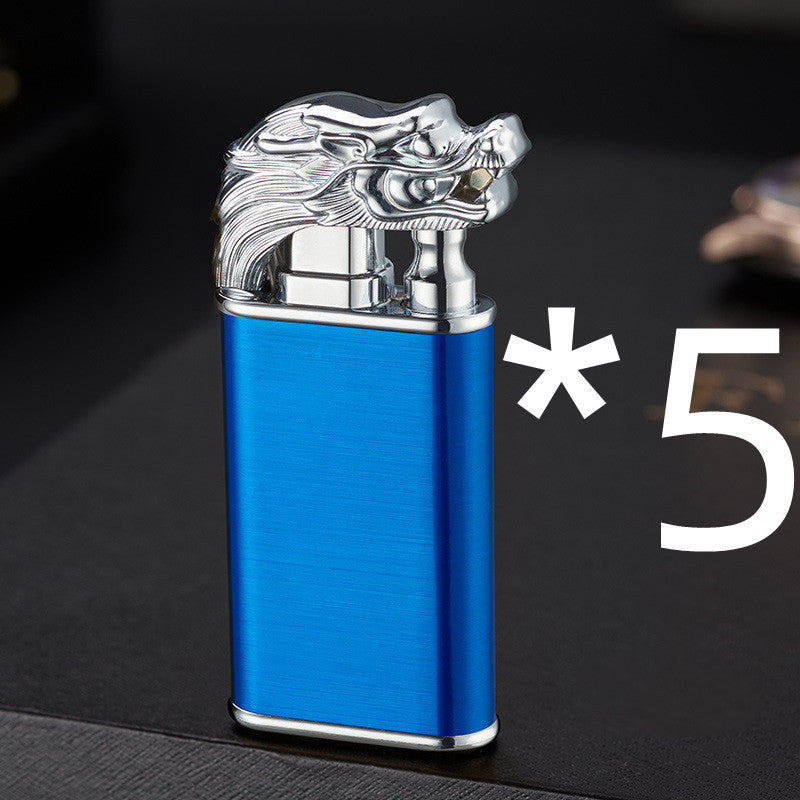 Creative Blue Flame Lighter Dolphin Dragon Tiger Double Fire Metal