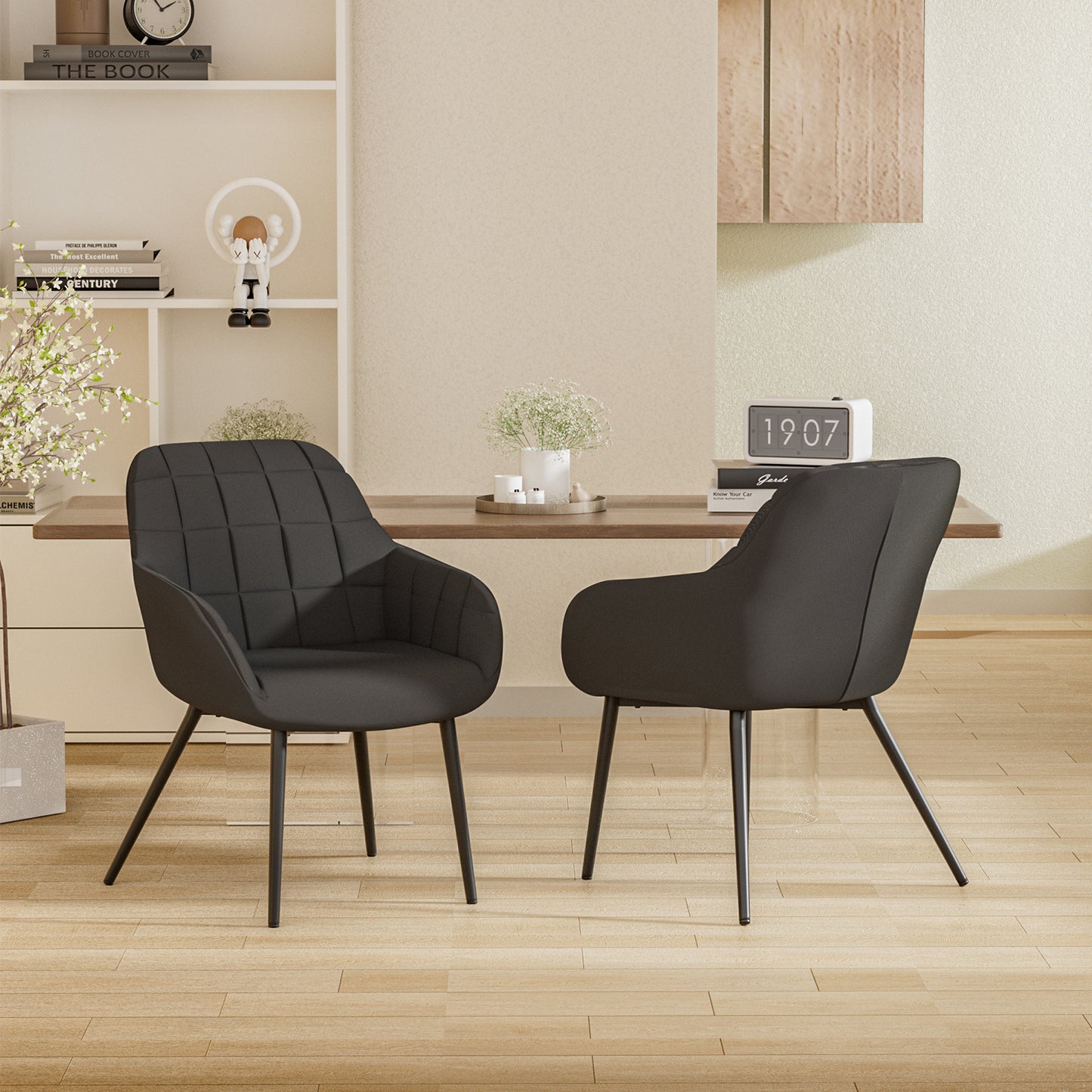 Modern curved backrest with armrests and padded seat