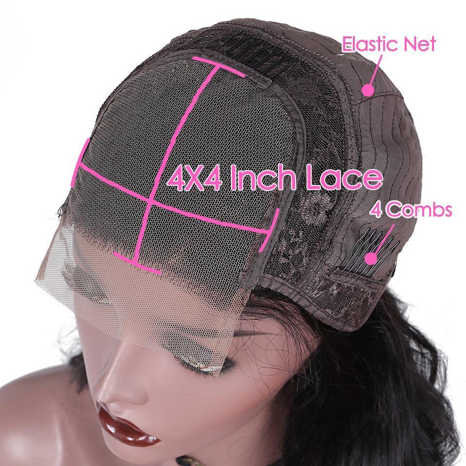 Full 4x4 Transparent Lace Front Loose Wave Human Hair Wig