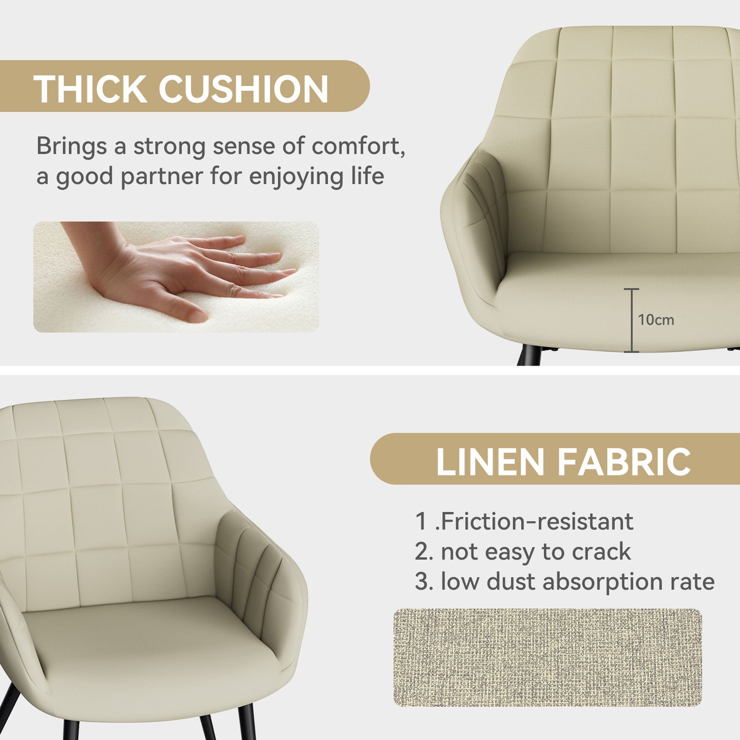 Modern curved backrest with armrests and padded seat