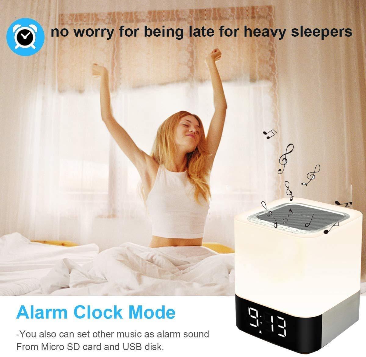 Alarm Clock Bluetooth Speaker LED Light Portable Desktop Audio