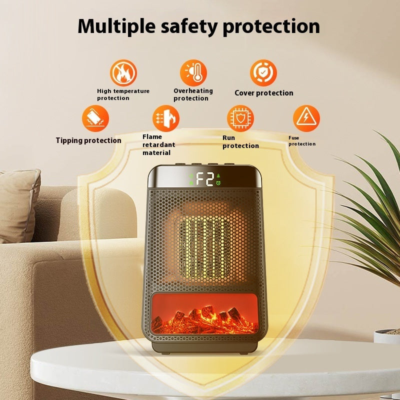 Fan Heater 3D Dynamic Flame Bathroom Home Heater 1500W Portable