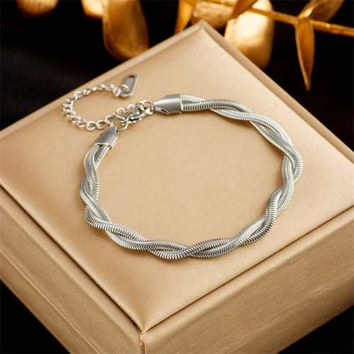 Stainless Steel Gold Plated Punk Fashion Double Layer Bracelet For