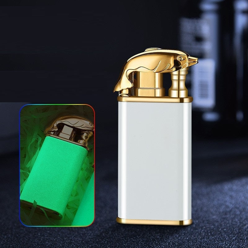 Creative Blue Flame Lighter Dolphin Dragon Tiger Double Fire Metal