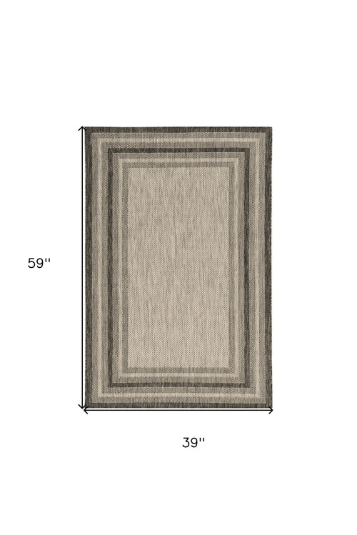 3inches x 5inches Grey Polypropylene Area Rug