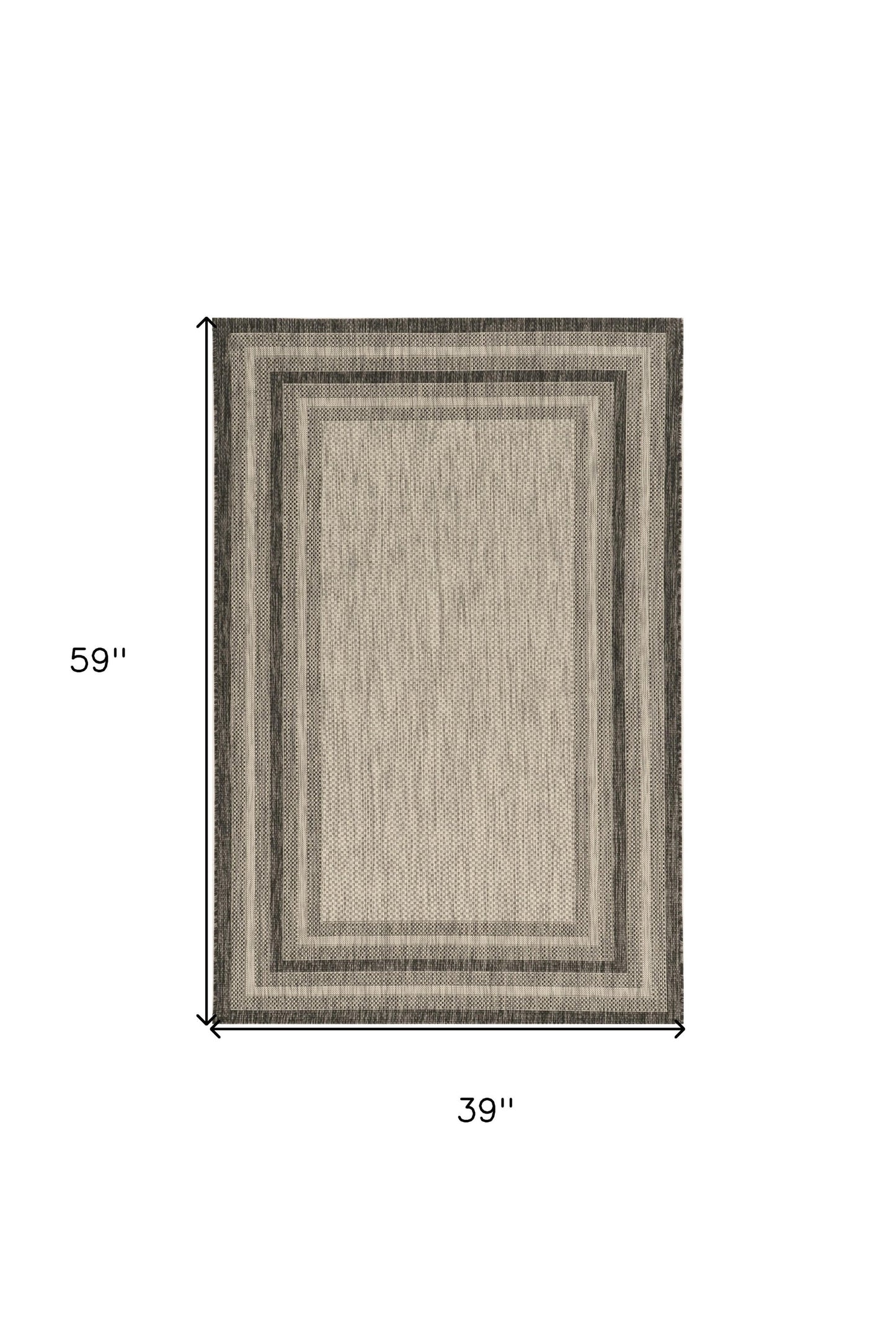 3inches x 5inches Grey Polypropylene Area Rug