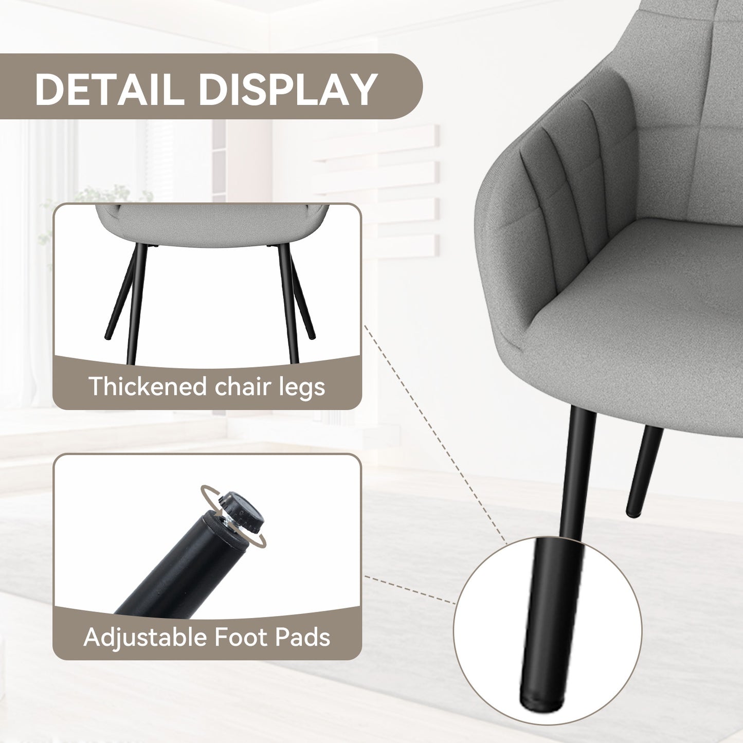 Modern curved backrest with armrests and padded seat