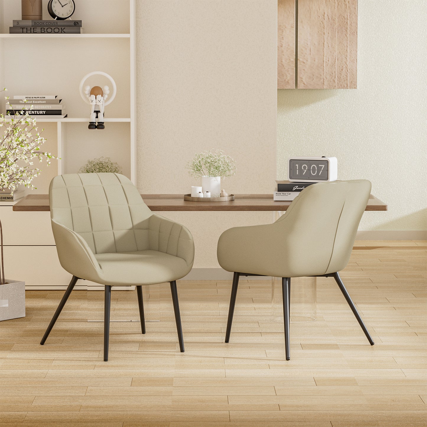 Modern curved backrest with armrests and padded seat