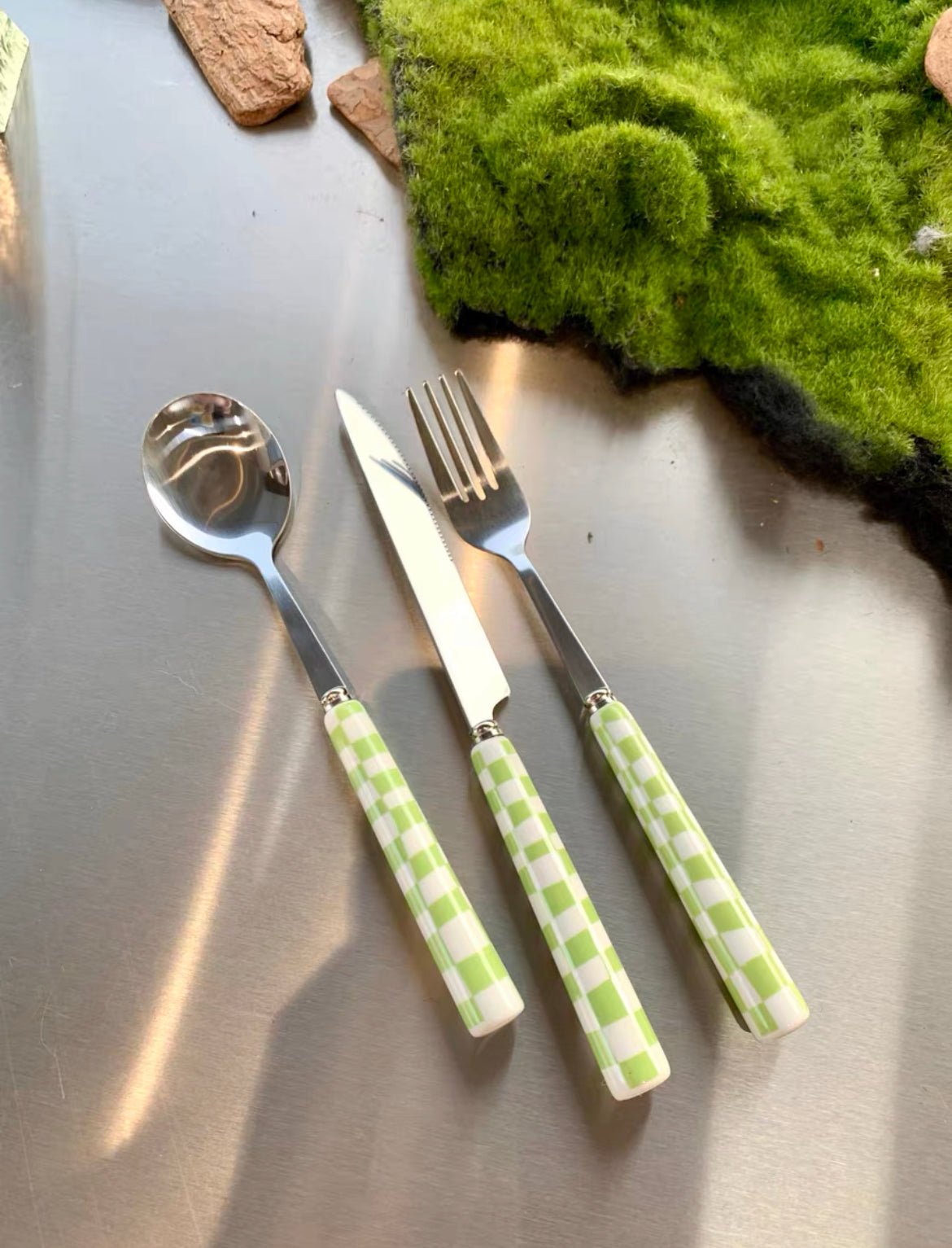 6 - Pack Modern Checkered Flatware Sets