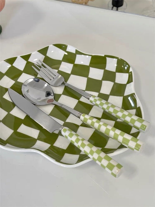 6 - Pack Modern Checkered Flatware Sets
