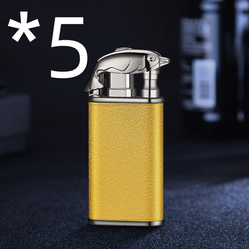 Creative Blue Flame Lighter Dolphin Dragon Tiger Double Fire Metal