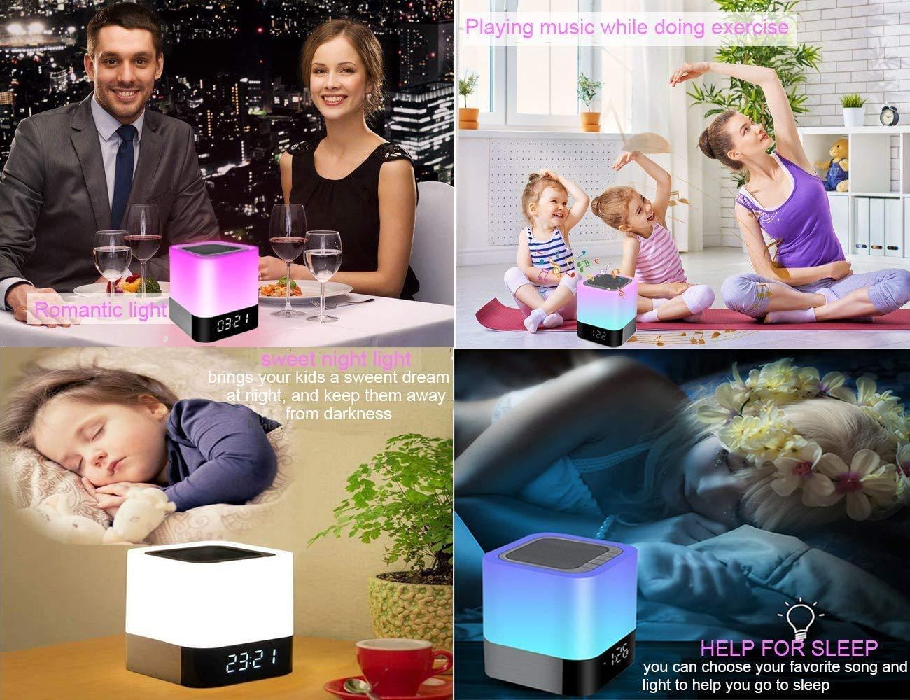 Alarm Clock Bluetooth Speaker LED Light Portable Desktop Audio