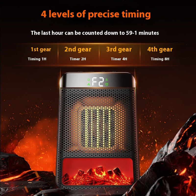 Fan Heater 3D Dynamic Flame Bathroom Home Heater 1500W Portable
