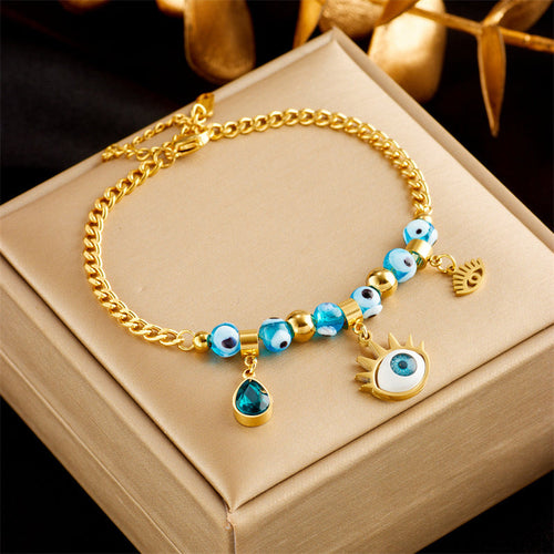 Stainless Steel Gold Plated Punk Fashion Double Layer Bracelet For