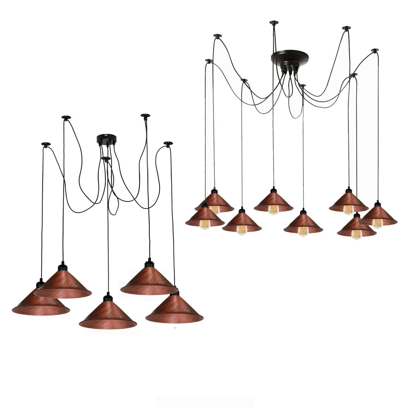 Modern Industrial Rustic Red Spider Metal Shade Hanging Light