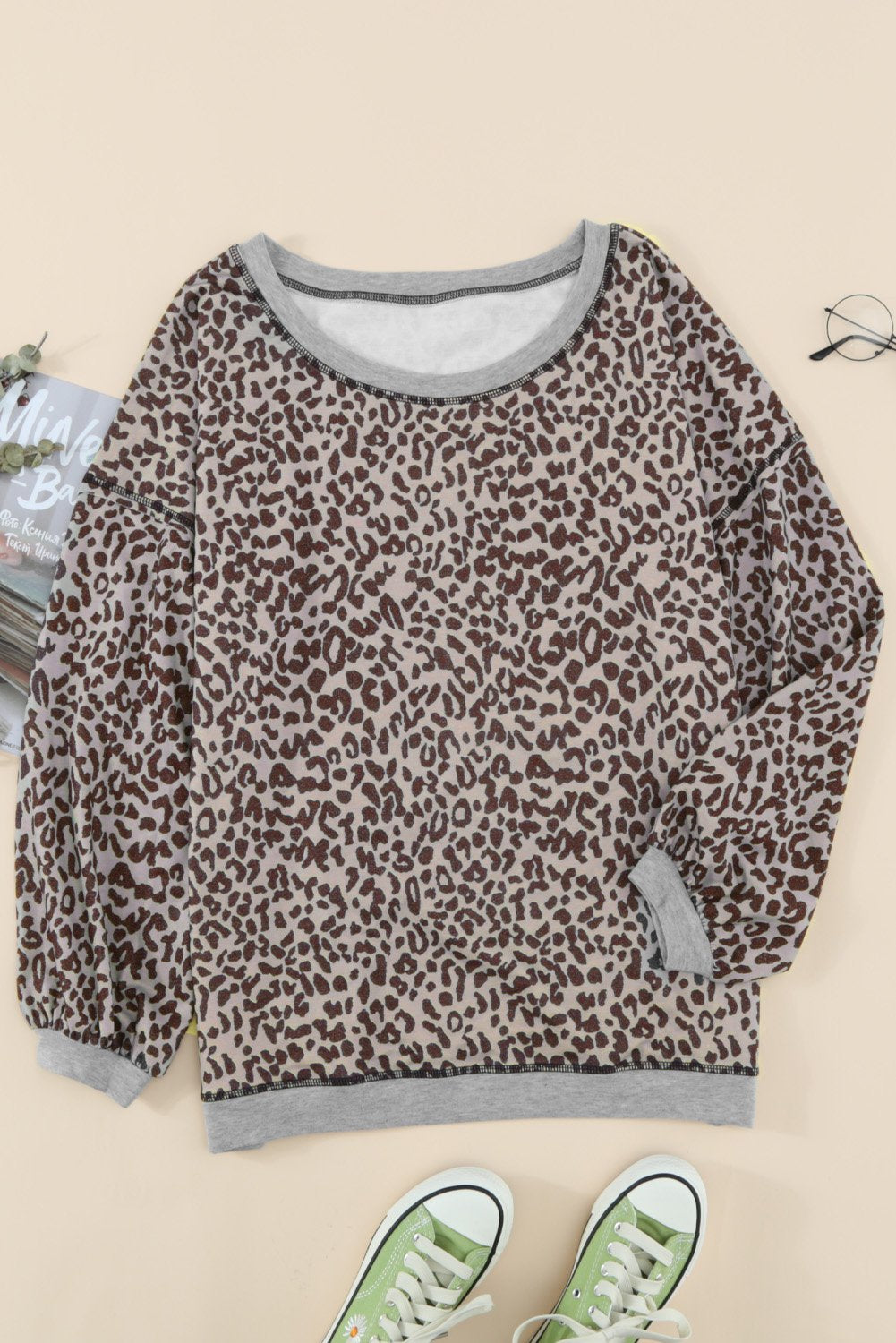 Lantern Sleeve Knitted Sweatshirt
