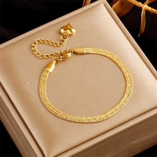 Stainless Steel Gold Plated Punk Fashion Double Layer Bracelet For