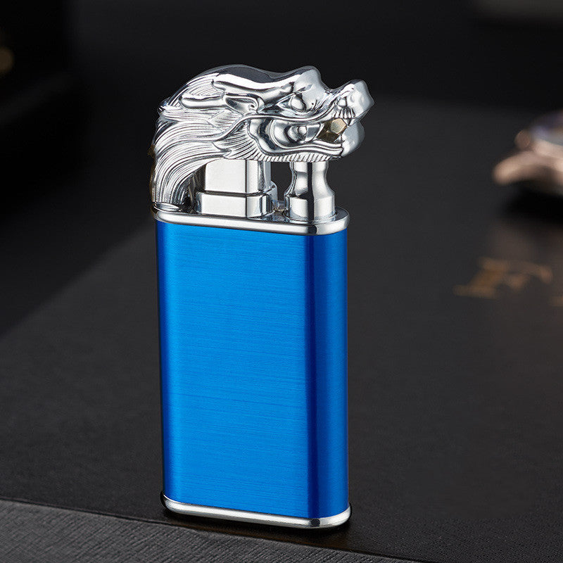 Creative Blue Flame Lighter Dolphin Dragon Tiger Double Fire Metal