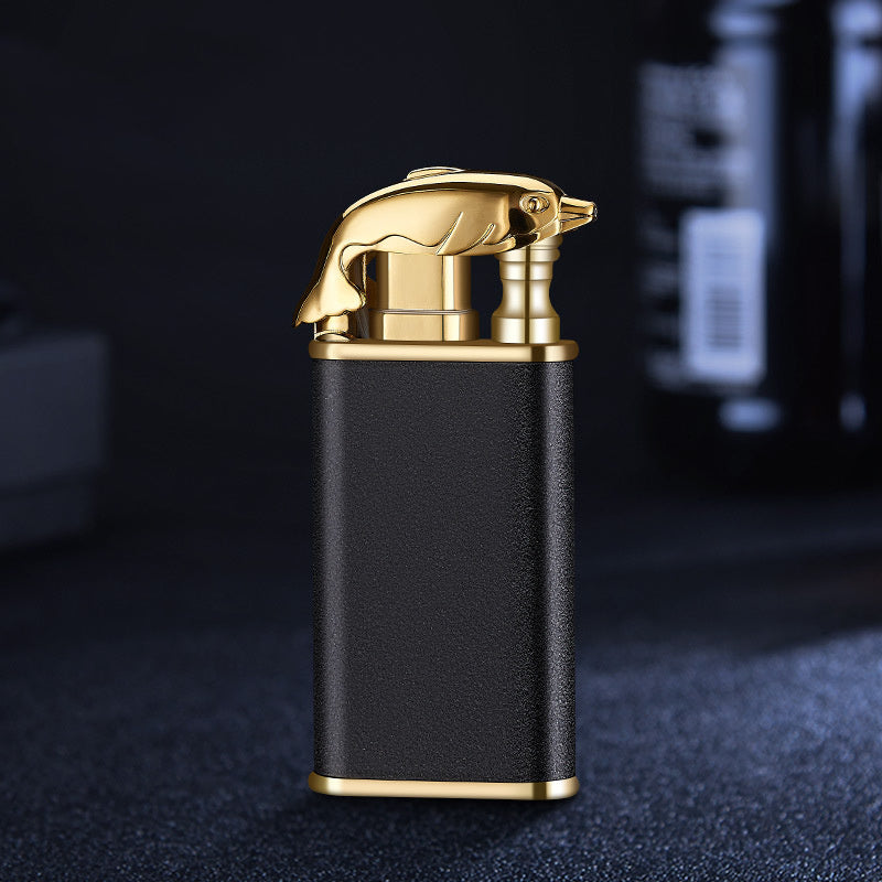 Creative Blue Flame Lighter Dolphin Dragon Tiger Double Fire Metal