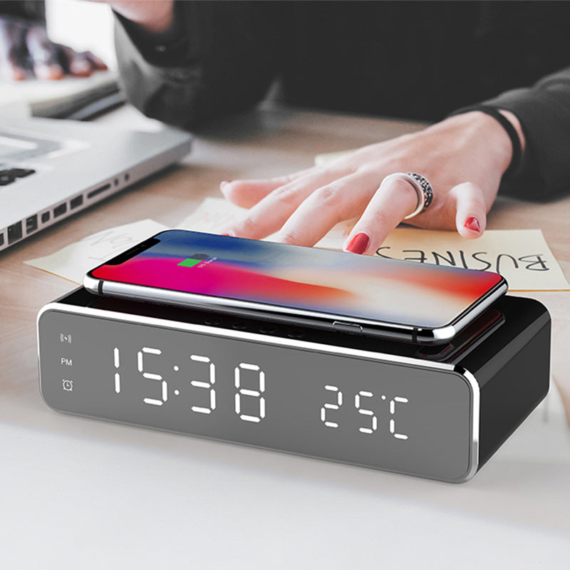 Smart LED Clock with Qi Charging Digital Alarm Display Desktop