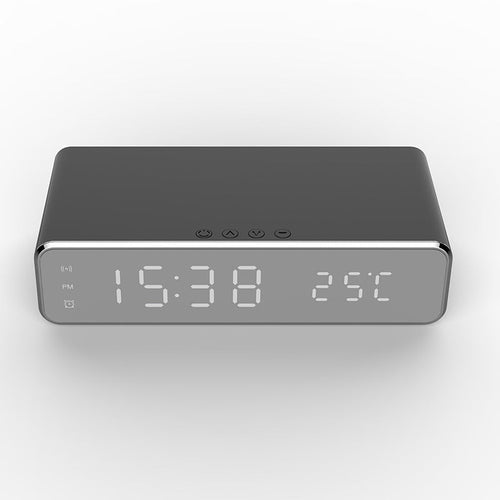 Smart LED Clock with Qi Charging Digital Alarm Display Desktop