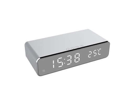 Smart LED Clock with Qi Charging Digital Alarm Display Desktop