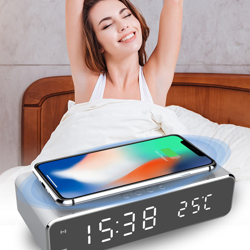 Smart LED Clock with Qi Charging Digital Alarm Display Desktop