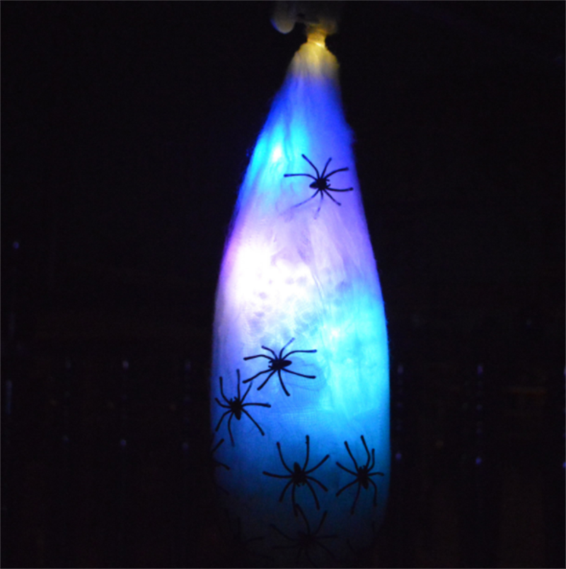 Spooky LED Light-Up Phantom Skull Web Mesh Ornament