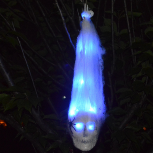 Spooky LED Light-Up Phantom Skull Web Mesh Ornament