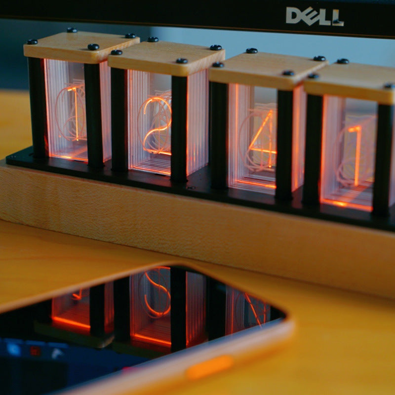 Digital Tube Timepiece Light-Up Tech Desk Accessory