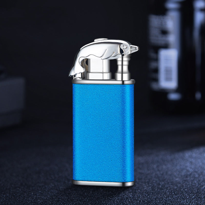 Creative Blue Flame Lighter Dolphin Dragon Tiger Double Fire Metal