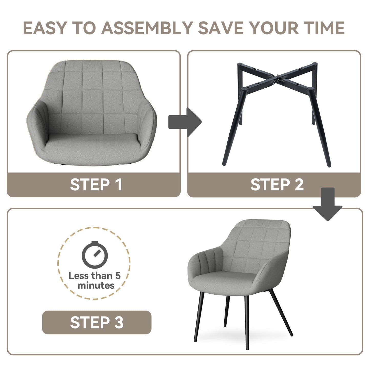 Modern curved backrest with armrests and padded seat