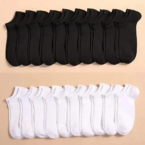 10 Pairs Unisex Solid Color Boat Socks Leisure Invisible Business