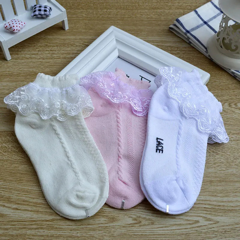 10 Pairs/lot Baby Girls Kids Socks Lace Ruffle Princess Mesh Children