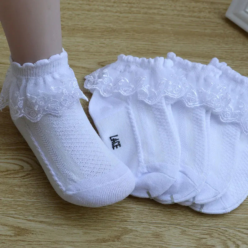10 Pairs/lot Baby Girls Kids Socks Lace Ruffle Princess Mesh Children
