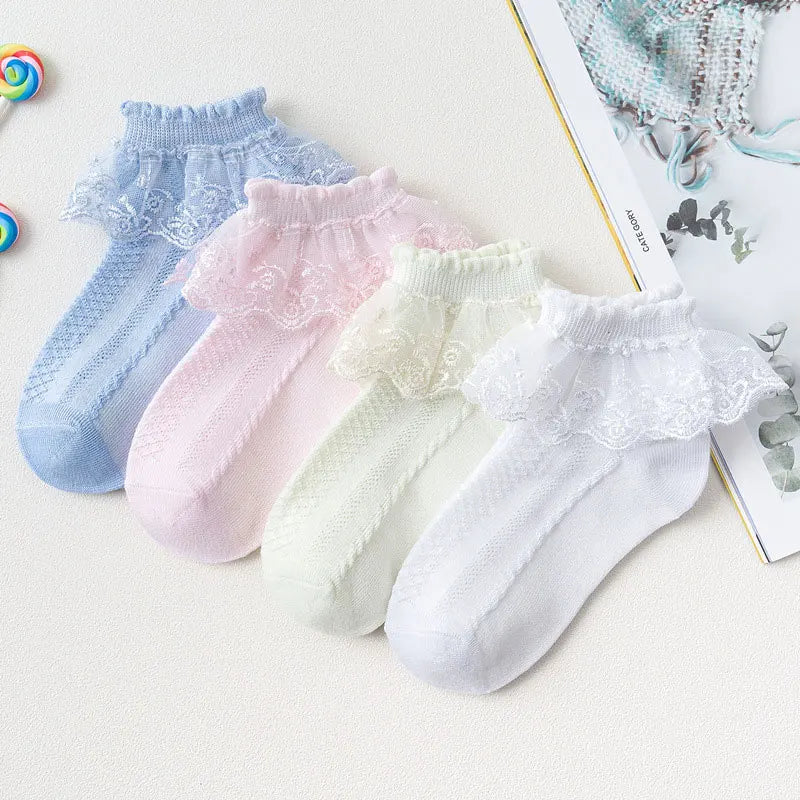 10 Pairs/lot Baby Girls Kids Socks Lace Ruffle Princess Mesh Children