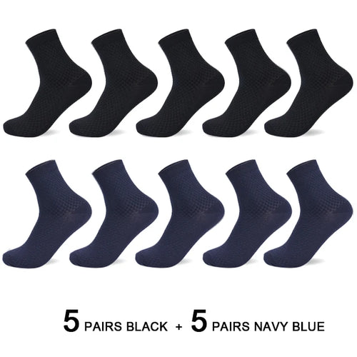 10 Pairs/Lot Men's Bamboo Fiber Socks 2023 New Compression Autumn Long