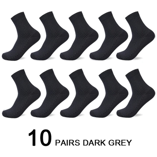 10 Pairs/Lot Men's Bamboo Fiber Socks 2023 New Compression Autumn Long