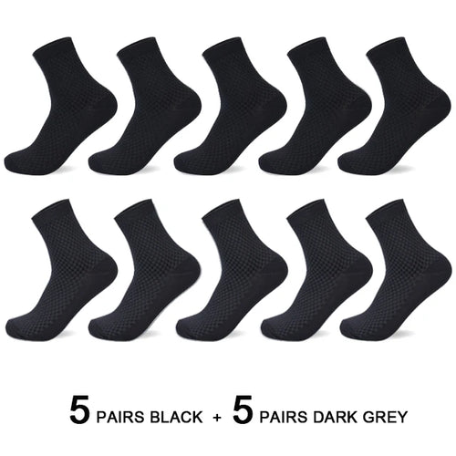 10 Pairs/Lot Men's Bamboo Fiber Socks 2023 New Compression Autumn Long
