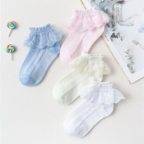10 Pairs/lot Baby Girls Kids Socks Lace Ruffle Princess Mesh Children