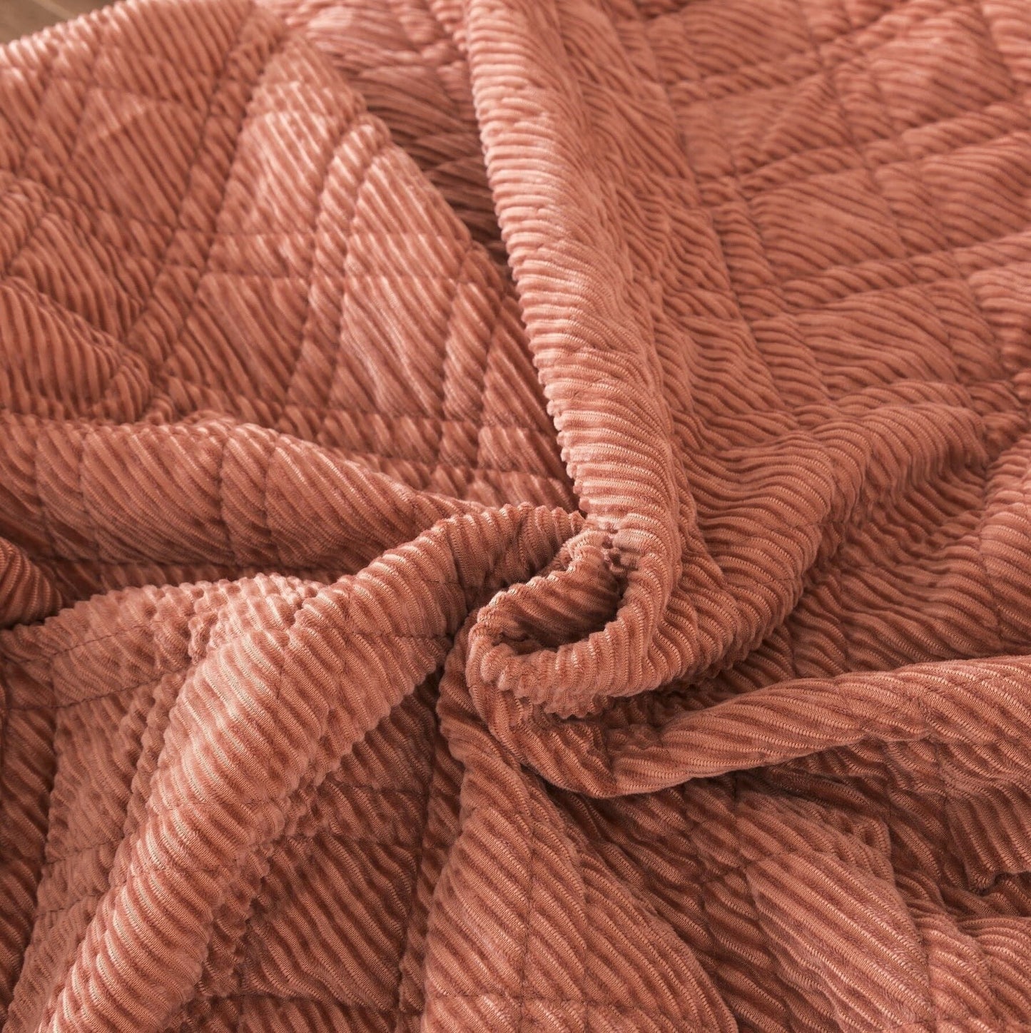 DaDalogy Bedding Terracotta Coral Brick Orange Soft Velour Corduroy