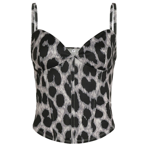 Nightclub Sexy Leopard Print Vest Niche Design Chest V neck Small Slip
