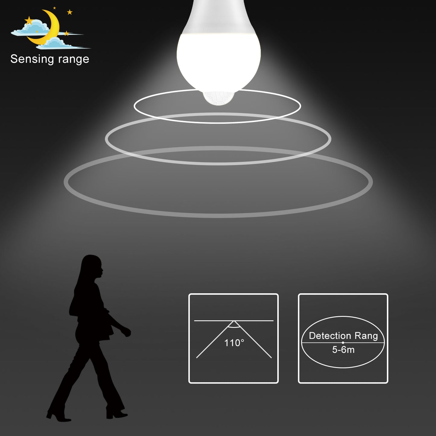 B22 LED Bulb Light Sensor 12W Cool White