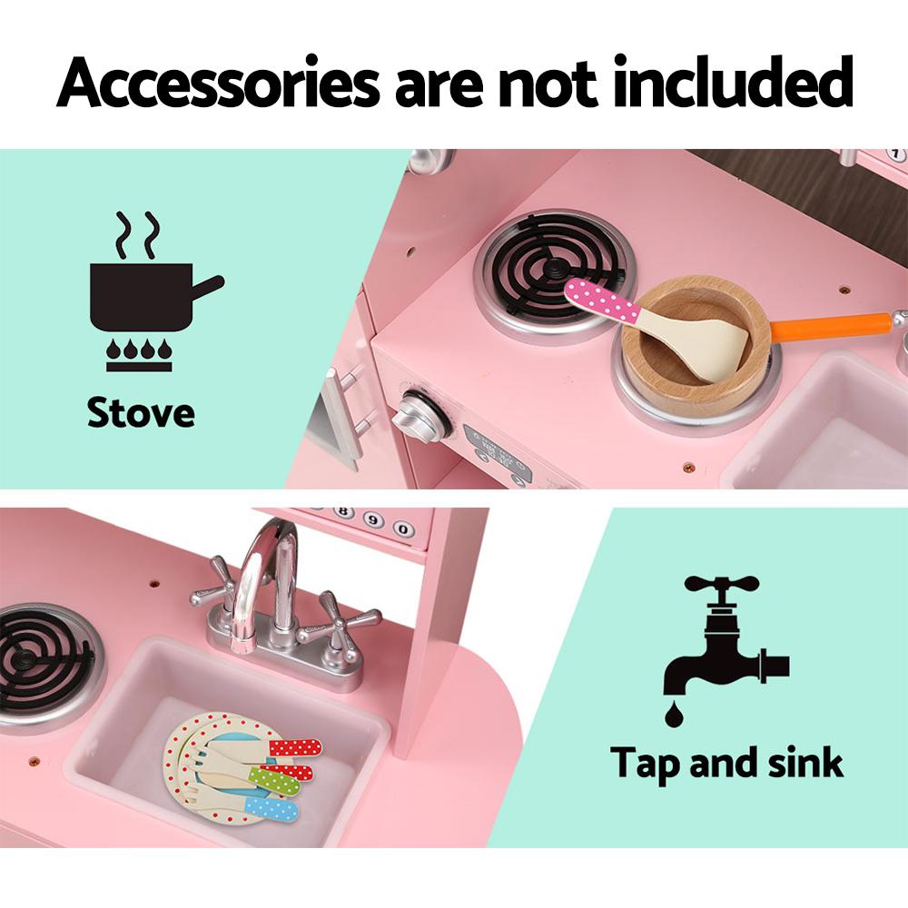 Kids Kitchen Play Set Wooden Pretend Toys Cooking Children
